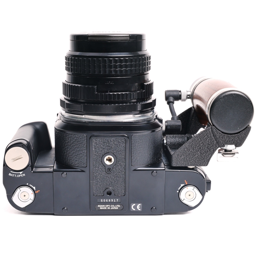 Pentax 67 II body w/- wooden grip + original strap + 105mm f/2.4